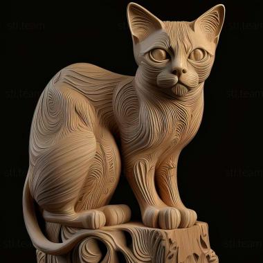 3D модель Кошка меконгского бобтейла (STL)